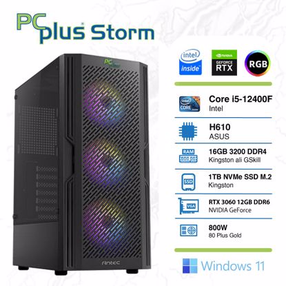 Fotografija izdelka PCPLUS Storm i5-12400F 16GB 1TB NVMe SSD GeForce RTX 3060 OC 8GB RGB Windows 11 Home gaming