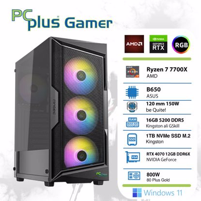 Fotografija izdelka PCPLUS Gamer Ryzen 7 7700X 16GB 1TB M.2 NVMe SSD GeForce RTX 4070 12GB Windows 11 Home gaming