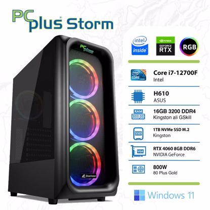 Fotografija izdelka PCPLUS Storm i7-12700F 16GB 1TB NVMe SSD GeForce RTX 4060 8GB RGB Windows 11 Home gaming namizni računalnik