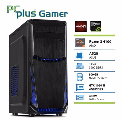 Fotografija izdelka PCPLUS Gamer Ryzen 3 4100 16GB 500GB NVMe SSD GTX 1050 Ti namizni budget gaming računalnik