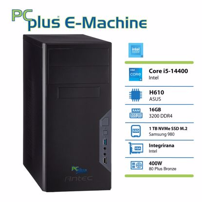 Fotografija izdelka PCPLUS E-machine i5-14400 16GB 1TB NVMe SSD Windows 11 Pro namizni računalnik