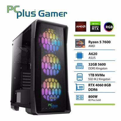 Fotografija izdelka PCPLUS Gamer Ryzen 5 7600 32GB 1TB NVMe SSD RTX 4060 8GB gaming namizni računalnik