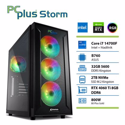 Fotografija izdelka PCPLUS Storm Core i7-14700F 32GB 2TB NVMe SSD RTX 4060Ti 8GB gaming namizni računalnik