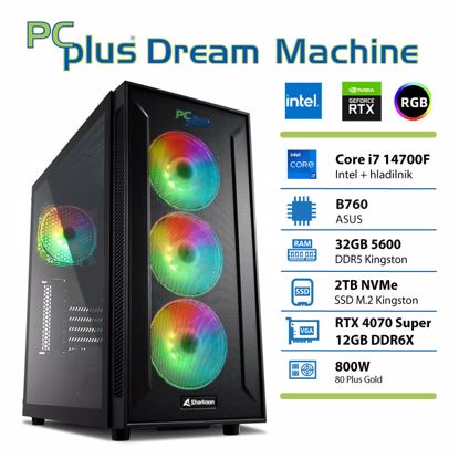 Fotografija izdelka PCPLUS Dream Machine Core i7-14700F 32GB 2TB NVMe SSD RTX 4070 Super 12GB gaming namizni računalnik