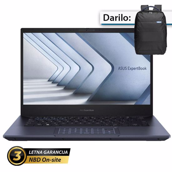 Fotografija izdelka ASUS ExpertBook B5 14" (35,56cm) WUXGA Core Ultra 7 155H 32GB 1TB prenosni računalnik + darilo: nahrbtnik (B5404CMA-WB75D0)