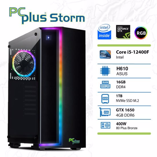 Fotografija izdelka PCPLUS Storm i5-12400F 16GB 1TB NVMe SSD GeForce GTX 1650 4GB RGB gaming namizni računalnik