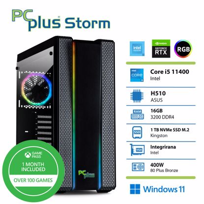 Fotografija izdelka PCPLUS Storm i5-11400 16GB 1TB NVMe SSD GeForce RTX 3050 DDR6 6GB RGB Windows 11 gaming namizni računalnik  + Xbox game pass