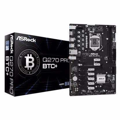 Fotografija izdelka ASROCK Q270 PRO BTC+ DDR4 32GB S1151 PCIe (90-MXBHM0-A0UAYZ) mining ATX osnovna plošča