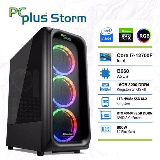 Fotografija izdelka PCPLUS Storm i7-12700F 16GB 1TB NVMe SSD GeForce RTX 4060 Ti 8GB RGB gaming namizni računalnik