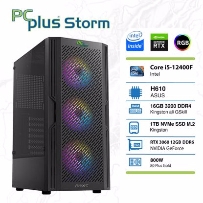 Fotografija izdelka PCPLUS Storm i5-12400F 16GB 1TB NVMe SSD GeForce RTX 3060 OC 12GB RGB gaming namizni računalnik