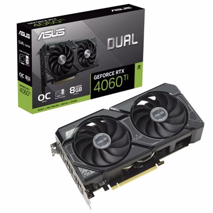 Fotografija izdelka ASUS Dual GeForce RTX 4060 Ti OC 8GB GDDR6 (DUAL-RTX4060TI-O8G-SSD) z M.2 SSD režo gaming grafična kartica